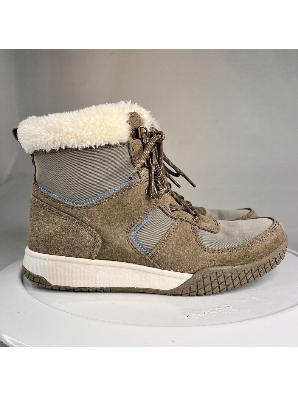 Weatherproof Chloe Snow Winter Boots Tan / Blue  Women’s Sz 8M
